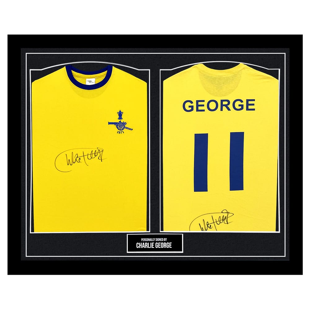 Framed Charlie George Signed Duo Shirts - Arsenal FC Autograph