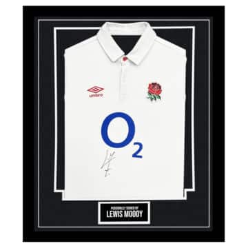 Framed Lewis Moody Signed Shirt - England Rugby Autograph