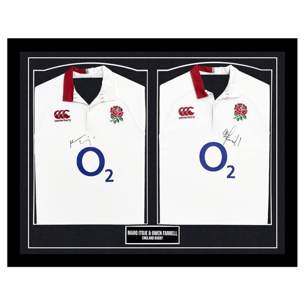 Framed Maro Itoje & Owen Farrell Signed Duo Shirts - England Rugby Icons