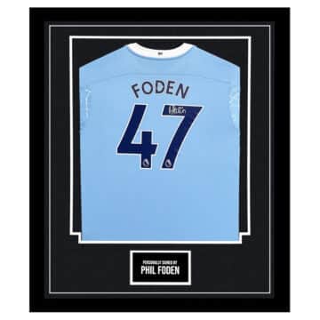 Framed Phil Foden Signed Shirt - Manchester City FC Autograph