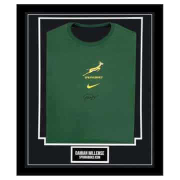 Signed Damian Willemse Framed Shirt - South Africa Springboks Icon