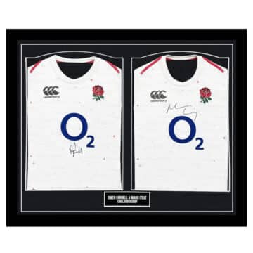 Signed Farrell & Itoje Framed Duo Shirts - England Rugby Icons