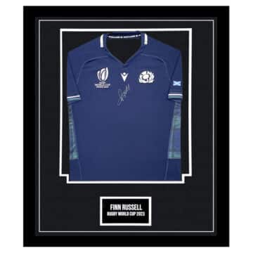 Signed Finn Russell Framed Scotland Shirt - Rugby World Cup 2023