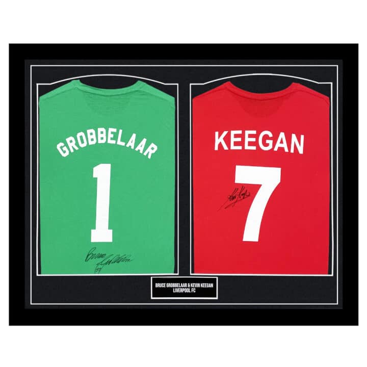 Signed Grobbelaar & Keegan Framed Duo Shirts - Liverpool Icons Autograph