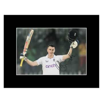 Signed Harry Brook Photo Display 16x12 - England Cricket Icon Autograph