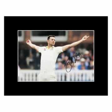 Signed Josh Hazlewood Photo Display 16x12 - Australia Cricket Icon