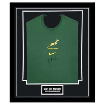 Signed Kurt-Lee Arendse Framed Shirt - South Africa Rugby Icon