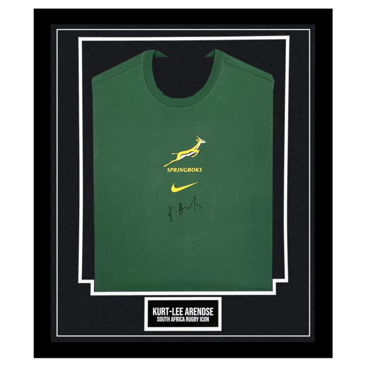 Signed Kurt-Lee Arendse Framed Shirt - South Africa Rugby Icon