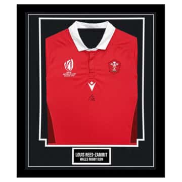 Signed Louis Rees-Zammit Framed Shirt- Wales Rugby Icon Autograph