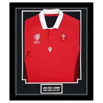 Signed Louis Rees-Zammit Framed Wales Shirt - RWC 2023 Icon