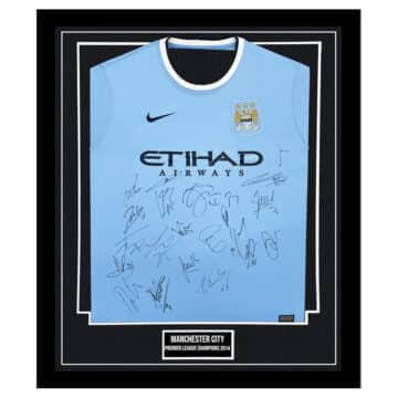 Signed Manchester City FC Framed Shirt - Premier League Champions 2014