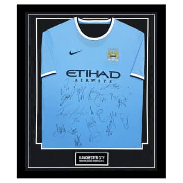 Signed Manchester City FC Framed Shirt - Premier League Winners 2014