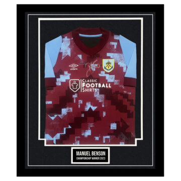 Signed Manuel Benson Framed Burnley Shirt - Championship Winner 2023