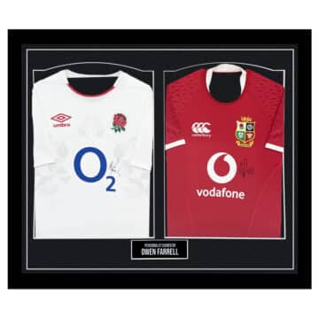 Signed Owen Farrell Framed Shirts - England & Lions Icon