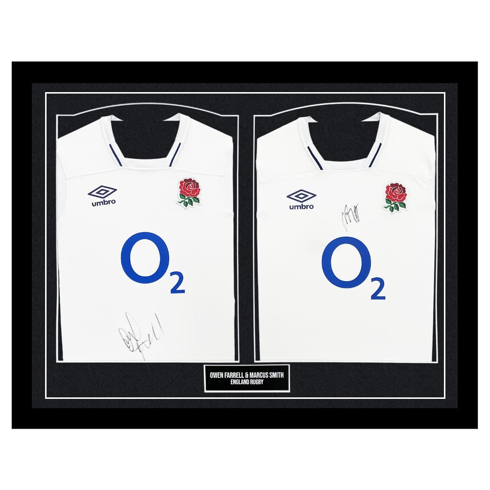 Signed Owen Farrell & Marcus Smith Framed Duo Shirts - England Rugby Icons