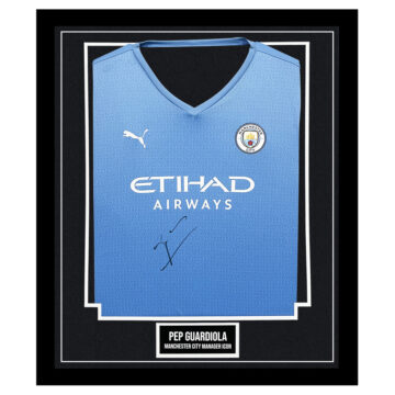 Signed Pep Guardiola Framed Shirt - Manchester City Manager Icon