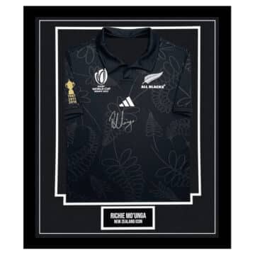 Signed Richie Mo'unga Framed Shirt - New Zealand Rugby Icon