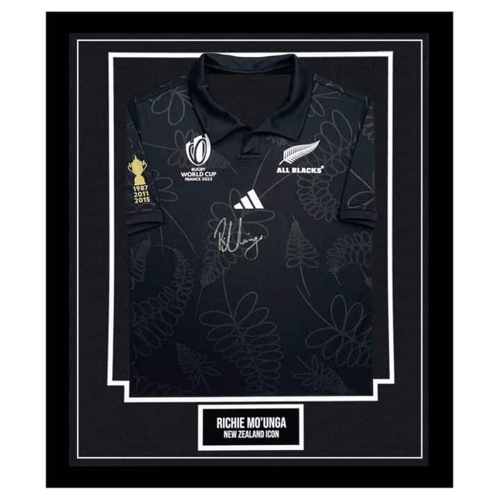 Signed Richie Mo'unga Framed Shirt - New Zealand Rugby Icon