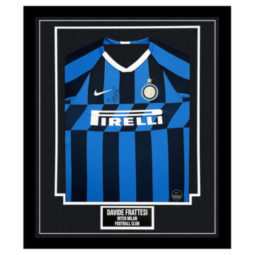 Davide Frattesi Signed Framed Shirt - Inter Milan Icon Autograph