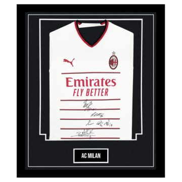 Framed AC Milan Signed Away Shirt - Serie A Squad Autograph