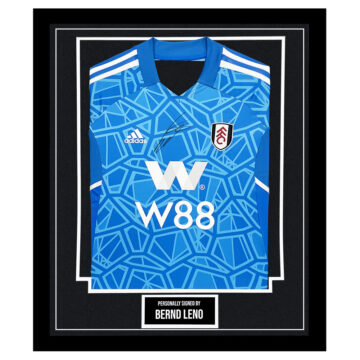 Framed Bernd Leno Signed Shirt - Fulham Icon Autograph