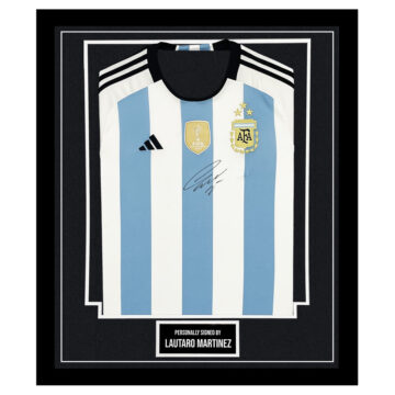 Framed Lautaro Martinez Signed Shirt - Argentina Icon Autograph