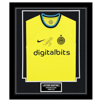 Framed Lautaro Martinez Signed Shirt - Supercoppa Italiana 2023 Winner