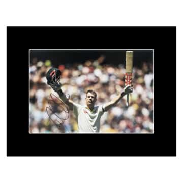 Signed David Warner Photo Display 16×12 – Australia Icon