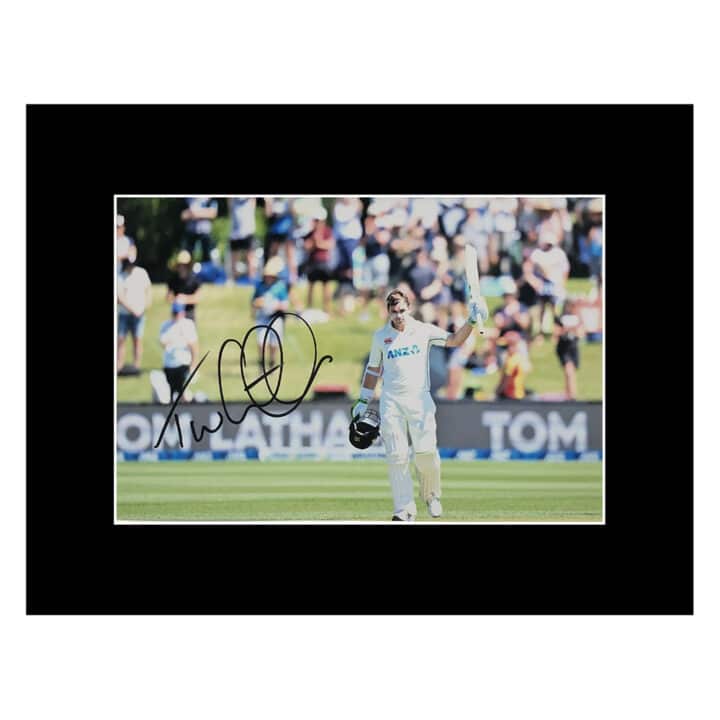 Signed Tom Latham Photo Display – 16×12 New Zealand Icon