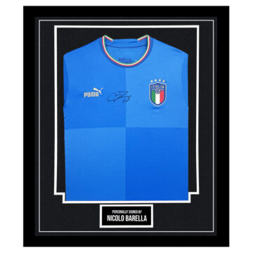 Nicolo Barella Signed Framed Shirt - Italy Icon Autograph