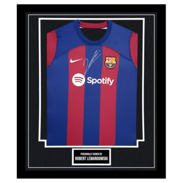 Robert Lewandowski Signed Framed Shirt - La Liga 2024 Autograph