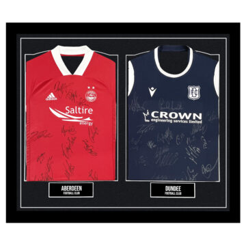 Signed Aberdeen & Dundee FC Framed Duo Shirts - SPL Squad Autograph