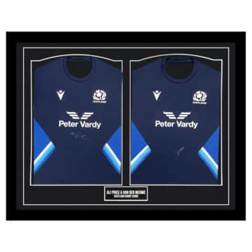 Signed Ali Price & Van Der Merwe Framed Duo Shirts - Scotland Rugby Icons