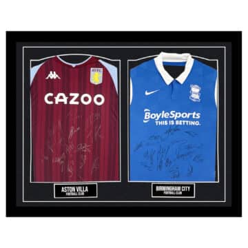 Signed Aston Villa & Birmingham City Framed Duo Shirts - Second City Derby