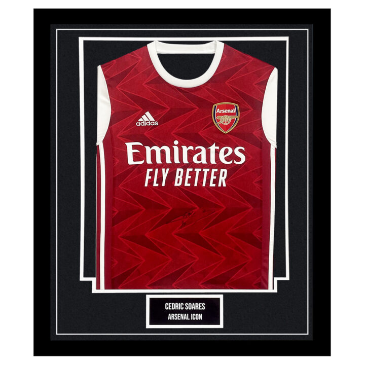 Signed Cedric Soares Framed Shirt - Arsenal FC Icon