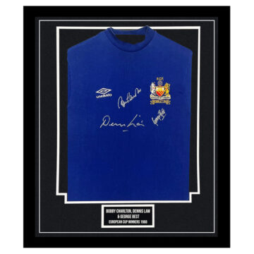 Signed Charlton, Law & Best Framed Shirt - European Cup Winners 1968