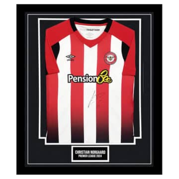 Signed Christian Norgaard Framed Brentford Shirt - Premier League 2024