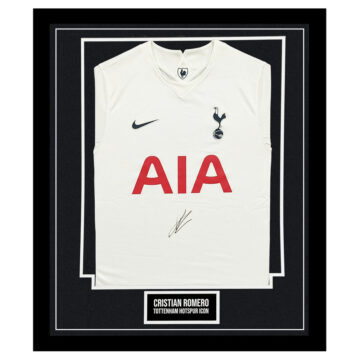 Signed Cristian Romero Framed Shirt - Tottenham Hotspur Icon