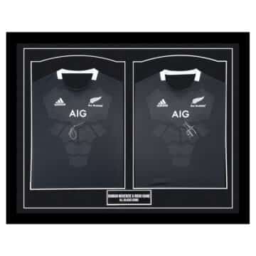 Signed Damian McKenzie & Rieko Ioane Framed Duo Shirts - All Blacks Icons