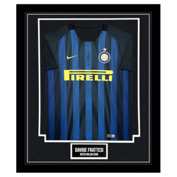 Signed Davide Frattesi Framed Shirt - Inter Milan Icon Autograph