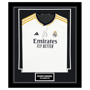 Signed Eduardo Camavinga Framed Shirt - Real Madrid Icon