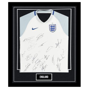 Signed England Framed Home Shirt - Kane, Rashford, & Vardy Autograph