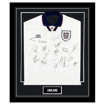 Signed England Framed Shirt - Robson, Shearer & Barnes Autograph