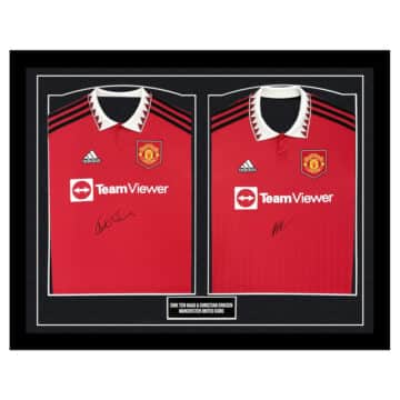 Signed Erik ten Hag & Christian Eriksen Framed Duo Shirts - Manchester United Icons