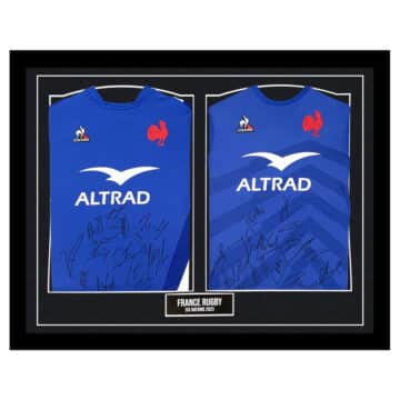 Signed France Rugby Framed Duo Shirts - Squad Autograph