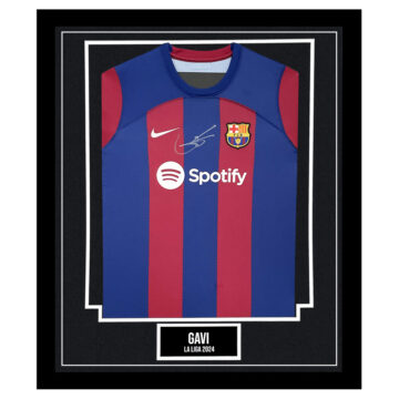 Signed Gavi Framed Shirt - La Liga 2024 Autograph