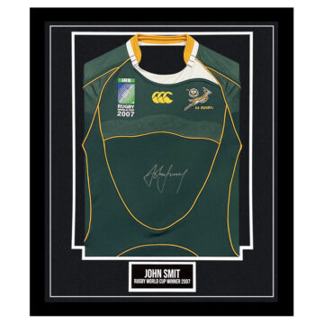 Signed John Smit Framed Sprinboks Shirt - Rugby World Cup Winner 2007