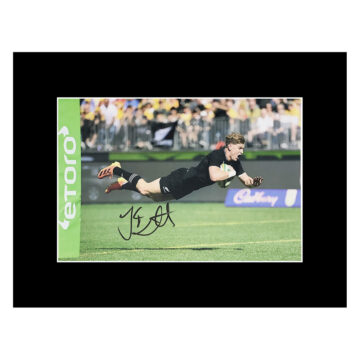 Signed Jordie Barrett Photo Display 16x12 - All Blacks Icon