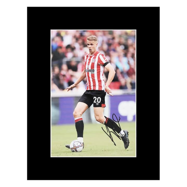 Signed Kristoffer Ajer Photo Display 16x12 - Brentford Autograph