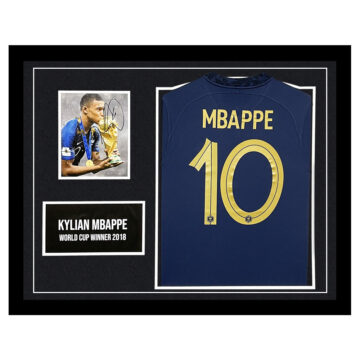 Signed Kylian Mbappe Framed Display Shirt - World Cup Winner 2018